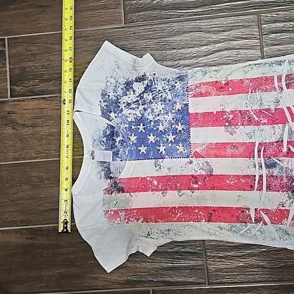 Bling Bling Women's USA Flag Ladies Fit Crewneck Shirt - Picture 4 of 6